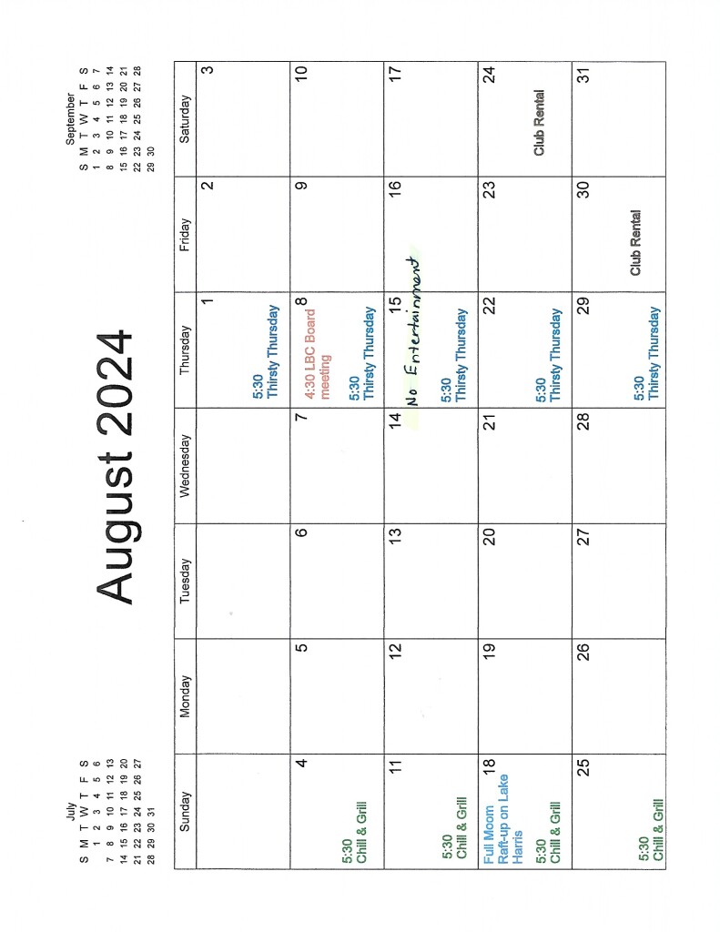 LBC August 2024 Calendar