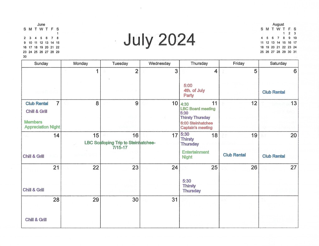 LBC July 2024 Calendar