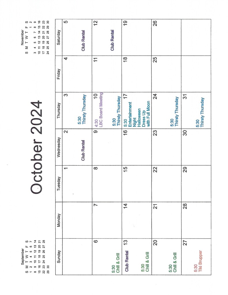 LBC October 2024 Calendar